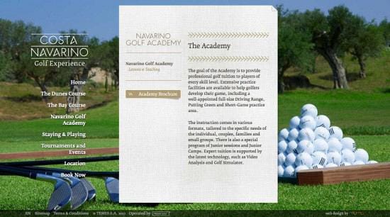 Costa Navarino Golf Experience — Website 2
