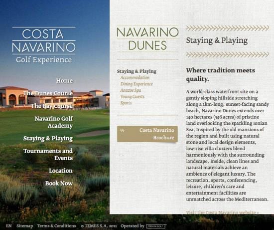 Costa Navarino Golf Experience — Website 4
