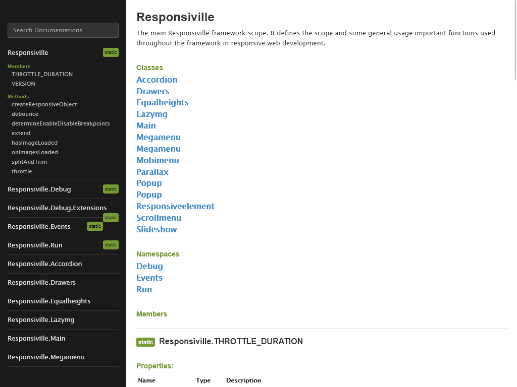 responsiville jsdoc