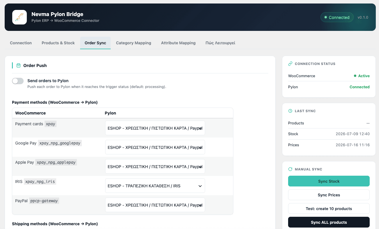 Nevma Woo Pylon Bridge - Payment mapping